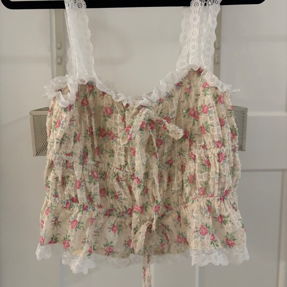 NWT For Love & Lemons Medium Amelia Floral Lace Tank Top Women's Cottagecore - Picture 2 of 7